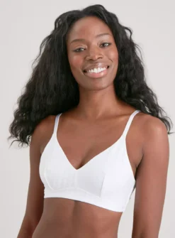 A-E White Zig Zag Soft Touch Comfort Bra 32E