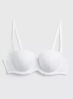 A-E White Recycled Lace Balcony Bra 34E